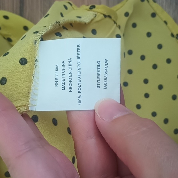 Lily White yellow and black polka dot blouse size S - Picture 7 of 7